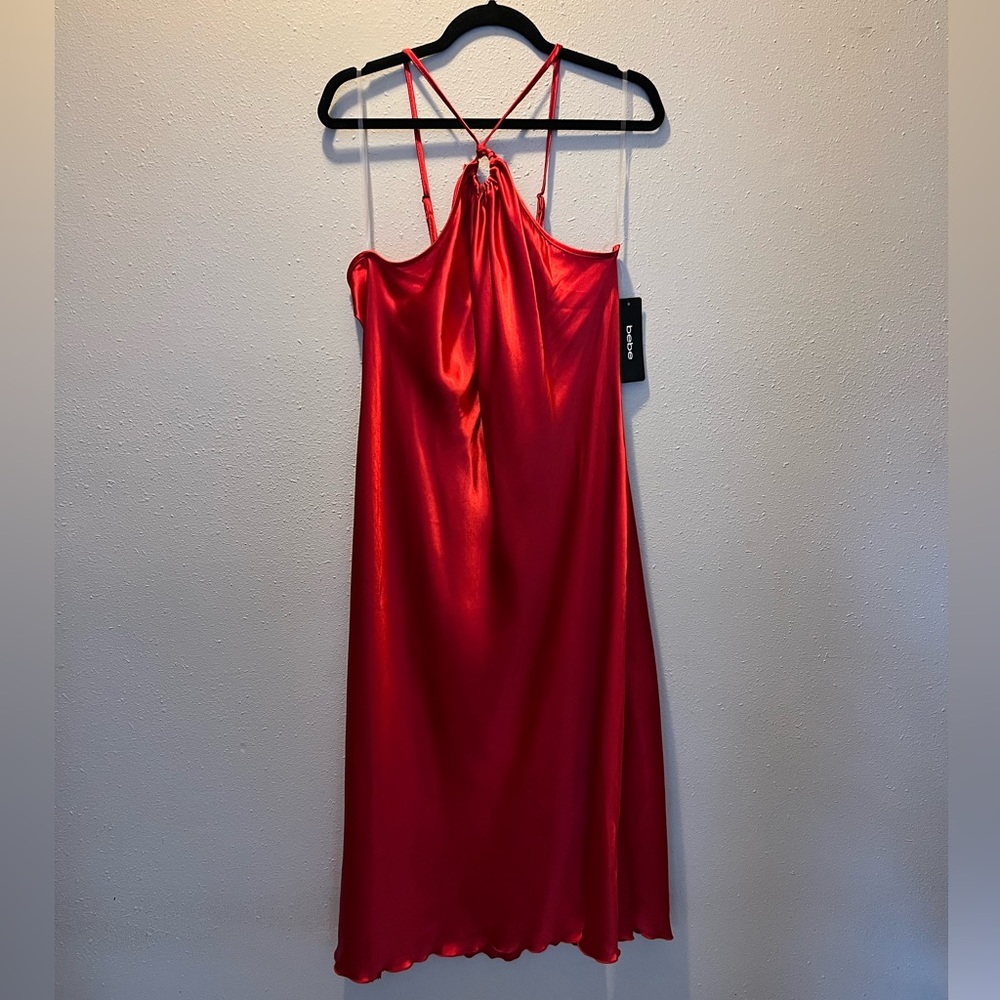 Red BEBE Halter Slip Dress Plus Size 1X